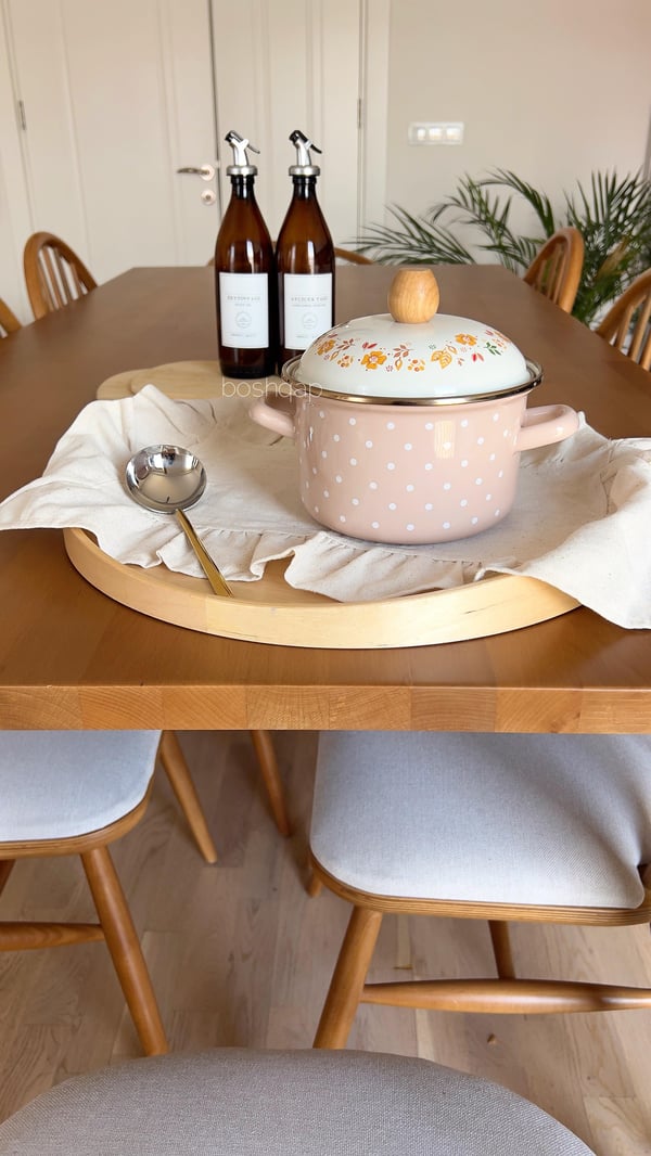 Firuze Serisi Pudra Emaye 16cm Tencere