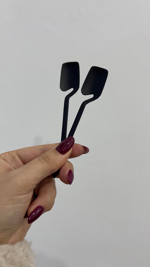 Kancalı 6'lı Mat Siyah Çay Kaşığı