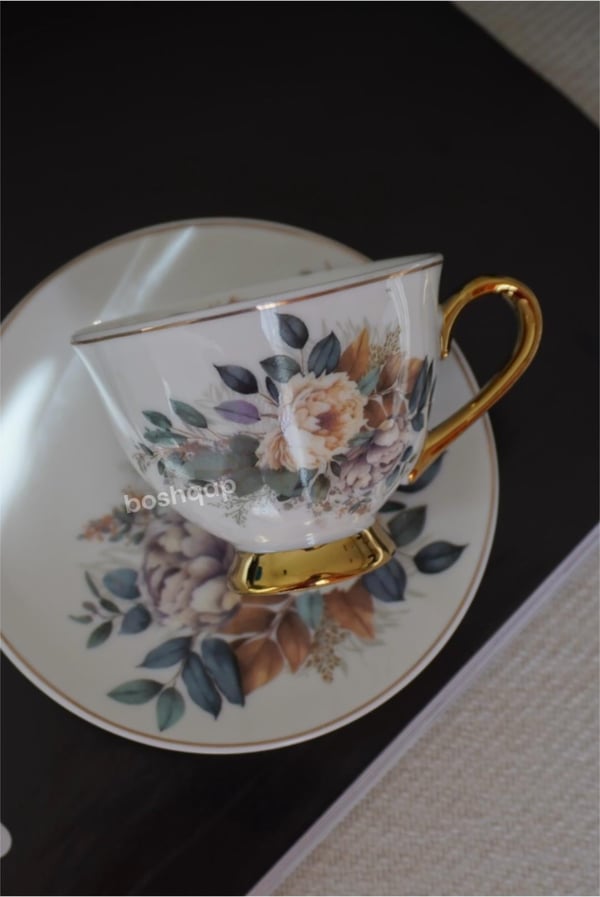  Magnolia Yeşil 6 Kişilik 12 Parça Porselen Double Türk Kahve Fincan Takımı