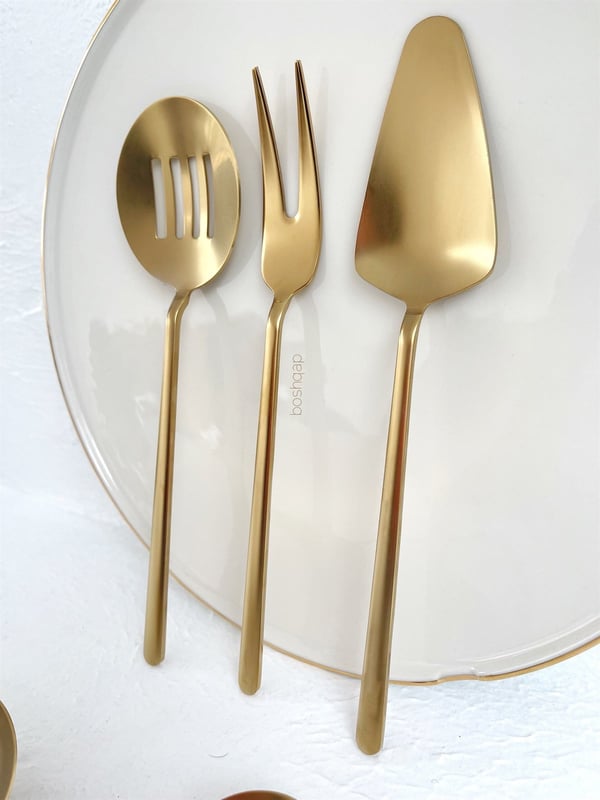 Alicante 5 Parça Pasta Servis Seti Mat Gold