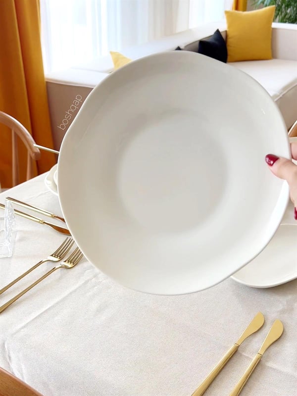 Asimetrik Porselen 6 Adet 28 cm Beyaz Servis Tabağı 