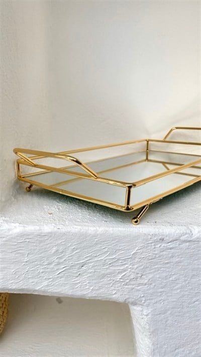 Aynalı Tepsi Gold Detay
