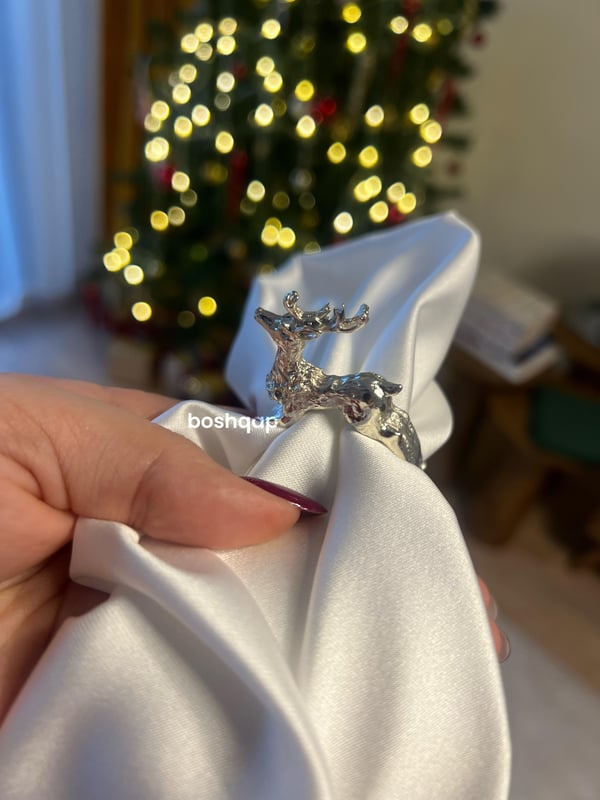 Deer Silver Peçete Halkası 6 Adet