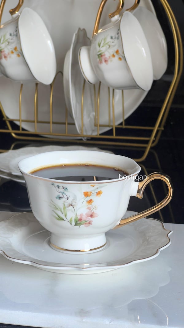 Adel 6 Kişilik 12 Parça Porselen Nescafe/Çay Fincan Takımı