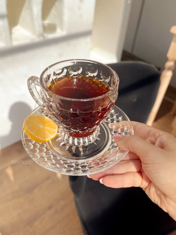 Fish Scale 6 Kişilik 12 Parça Cam Çay/Nescafe Takımı