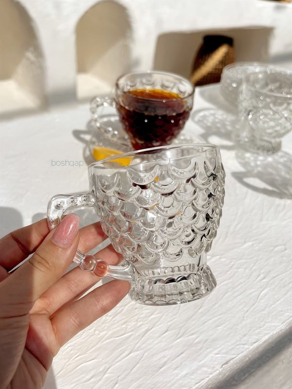Fish Scale 6 Kişilik 12 Parça Cam Çay/Nescafe Takımı