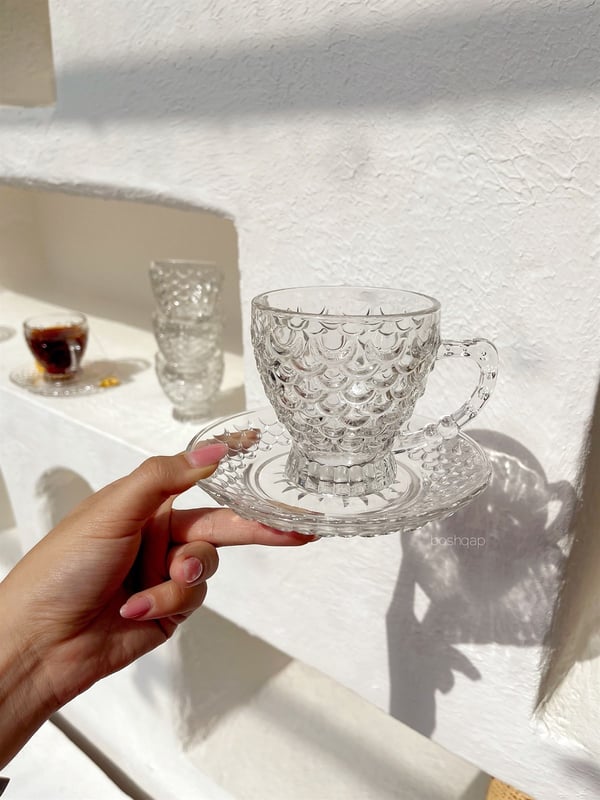 Fish Scale 6 Kişilik 12 Parça Cam Çay/Nescafe Takımı