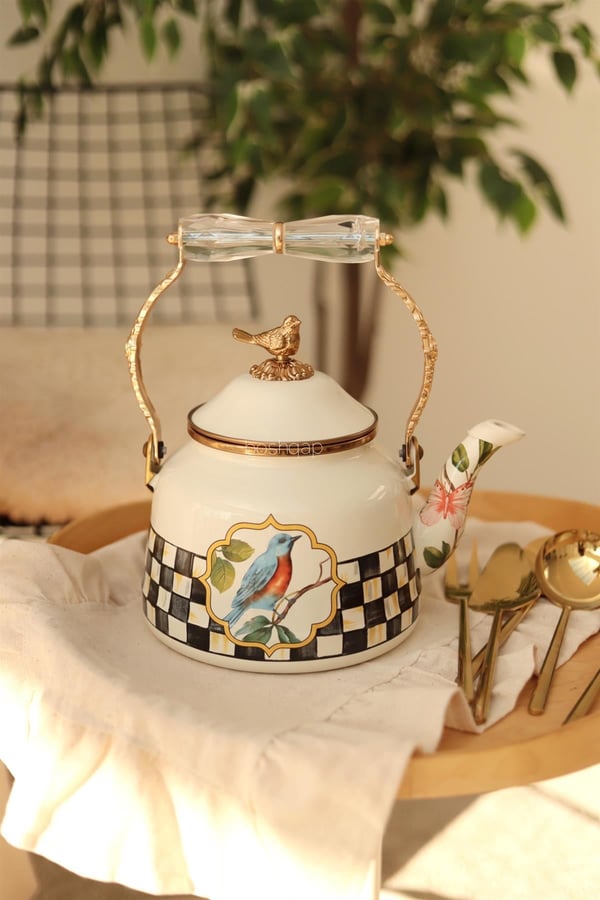Golden Bird Emaye Demlik / Çaydanlık 