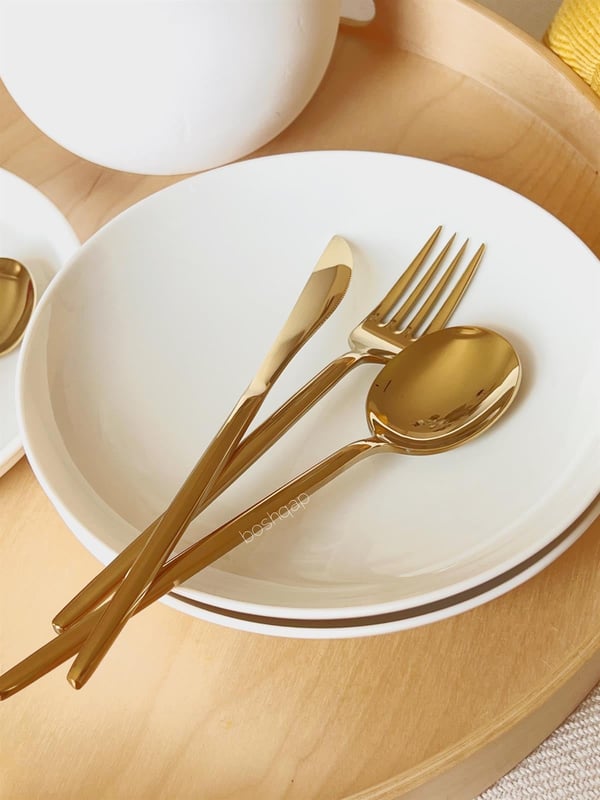 Layana 6 Kişilik 42 Parça Titanyum Gold Çatal Kaşık Bıçak Seti