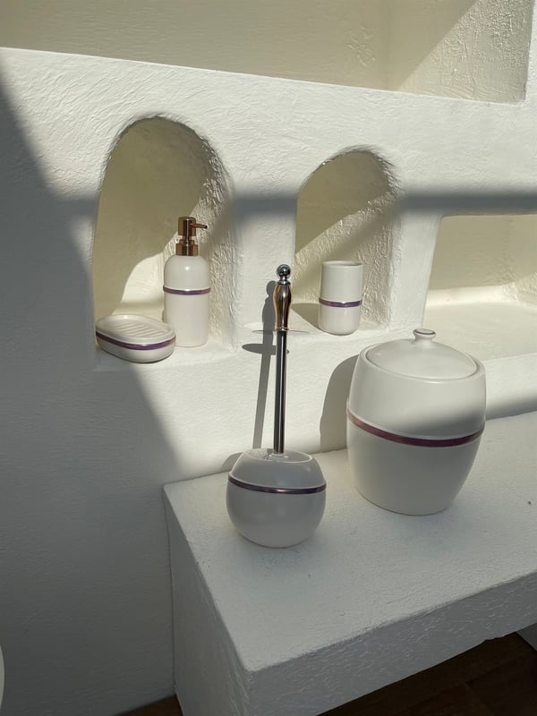 Luna Banyo Seti Sedefli Beyaz