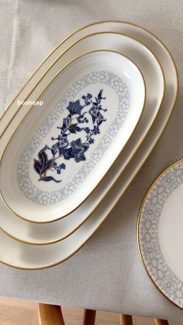 Midnight Flora 3 Boy Oval Kayık Tabak Modelleri ve Fiyatları - BOSHQAP