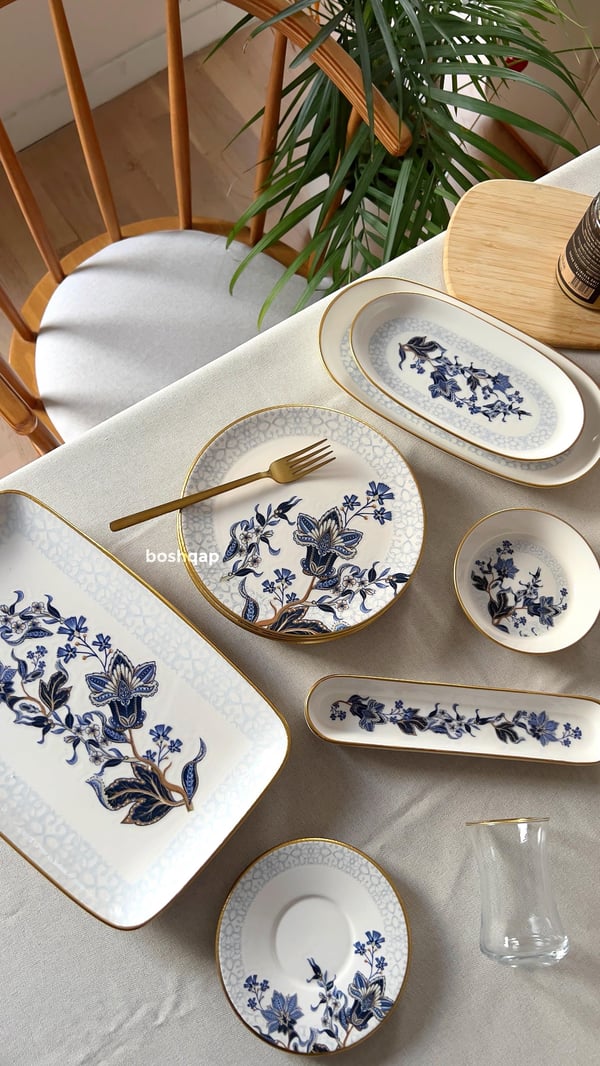 Midnight Floral 29 Parça 6 Kişilik Pasta ve Kahvaltı Seti Modelleri ve Fiyatları - BOSHQAP