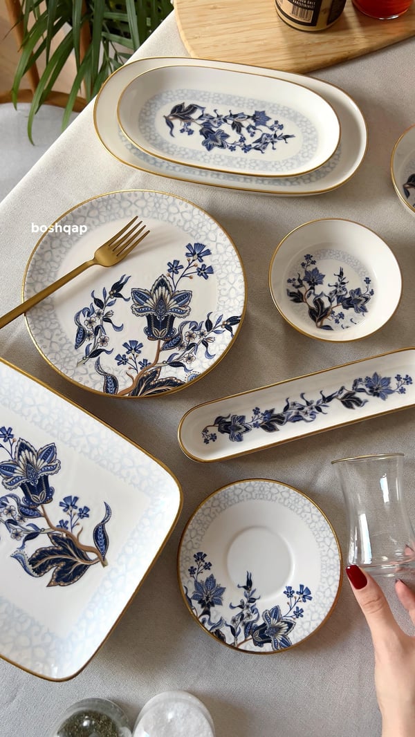 Midnight Floral 29 Parça 6 Kişilik Pasta ve Kahvaltı Seti Modelleri ve Fiyatları - BOSHQAP