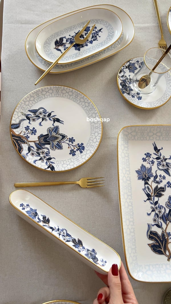 Midnight Floral 29 Parça 6 Kişilik Pasta ve Kahvaltı Seti Modelleri ve Fiyatları - BOSHQAP