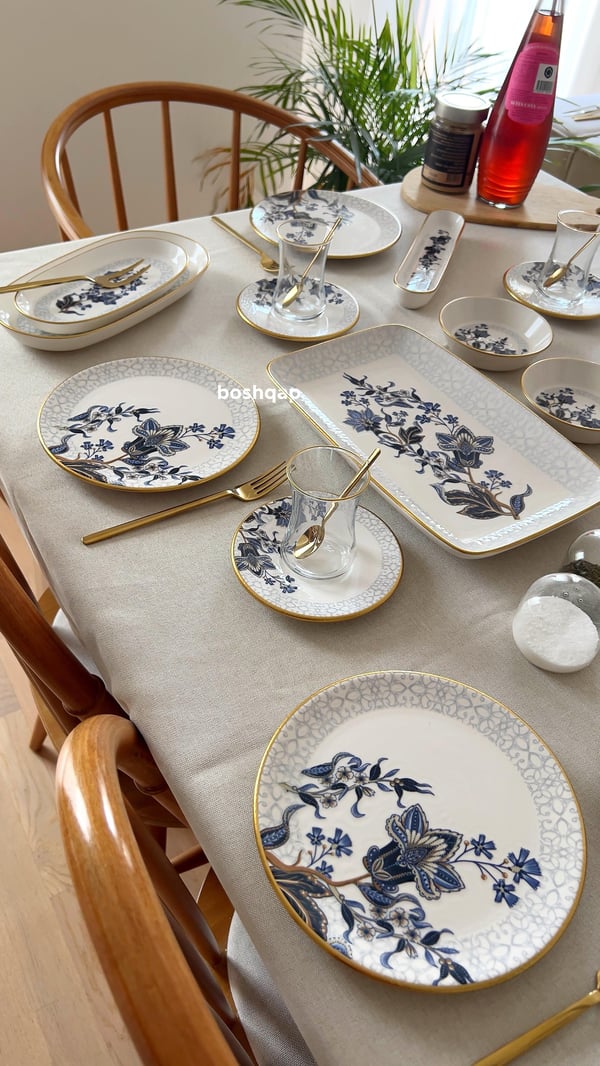 Midnight Floral 29 Parça 6 Kişilik Pasta ve Kahvaltı Seti Modelleri ve Fiyatları - BOSHQAP
