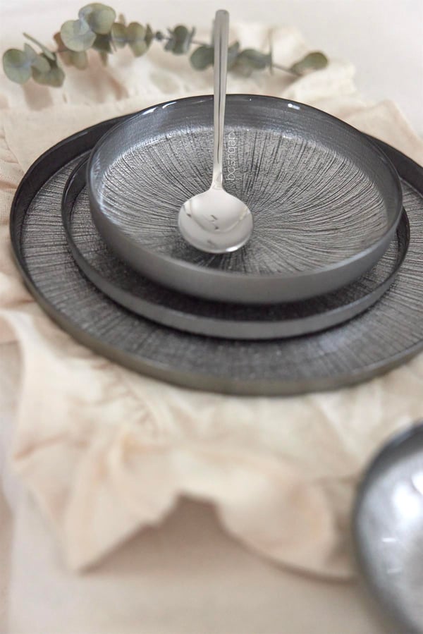 Ruby 6 Kişilik 24 Parça Cam Yemek Takımı Gri