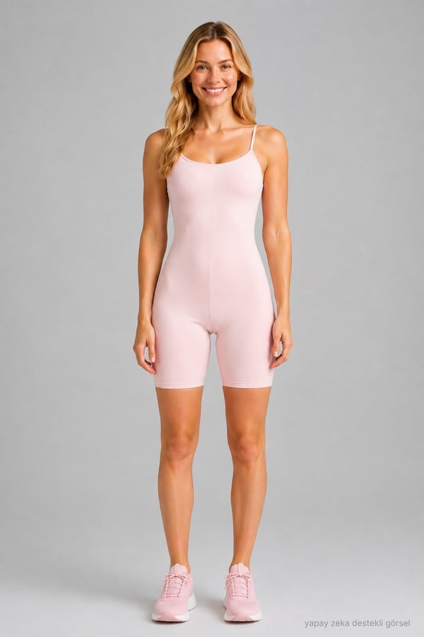 İnce Askılı Body Tulum -Pembe