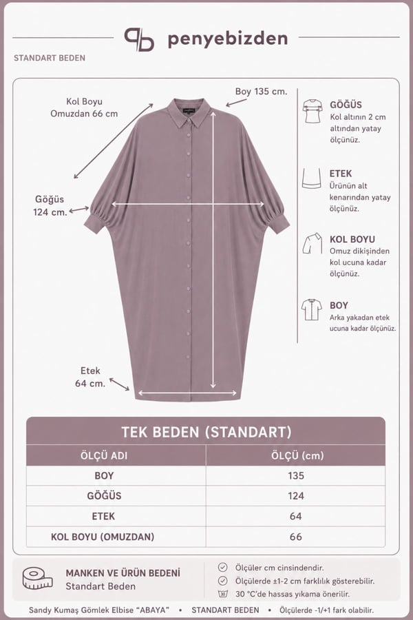 Kadın Sandy Tesettür Gömlek Elbise Abaya-Vizon