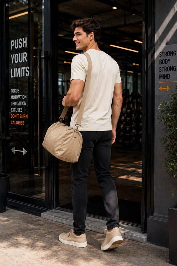 Erkek Basic Regular Fit %100 Pamuk Bisiklet Yaka T-Shirt-Krem