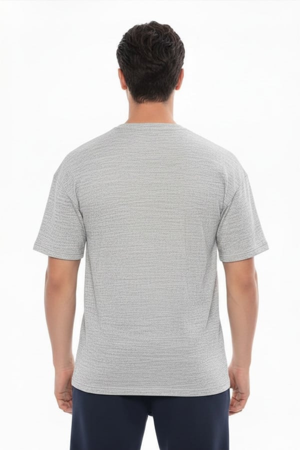 Erkek Oversize Tişört-Gri Melanj