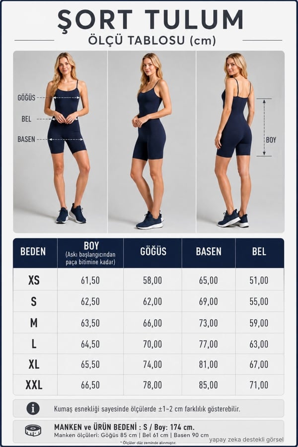 Kadın Body İp Askılı Şort Tulum-Lacivert