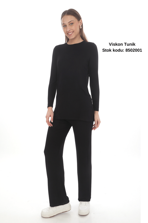 Extra Yumuşak Uzun Viskon Pantolon Home&Outdoor-Siyah
