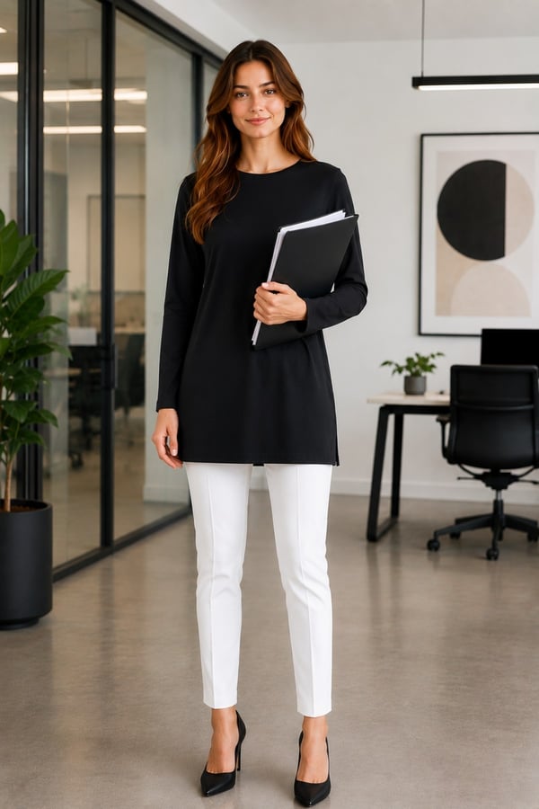 Premium Viskon Uzun Tunik-Siyah