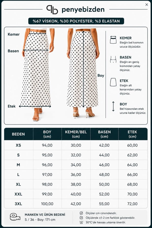 Oysho Kumaş Puantiye Maxi Etek-Beyaz