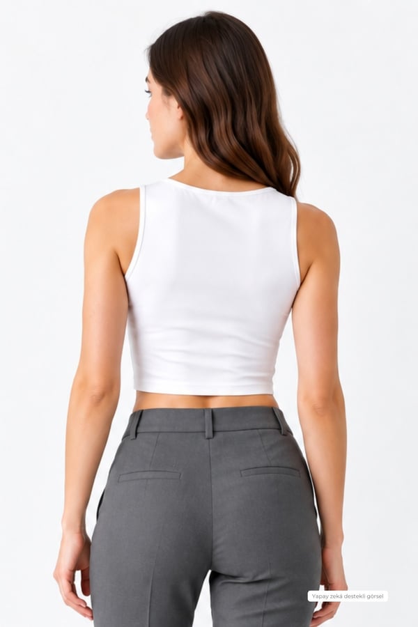 	Crop Askılı Atlet-Beyaz