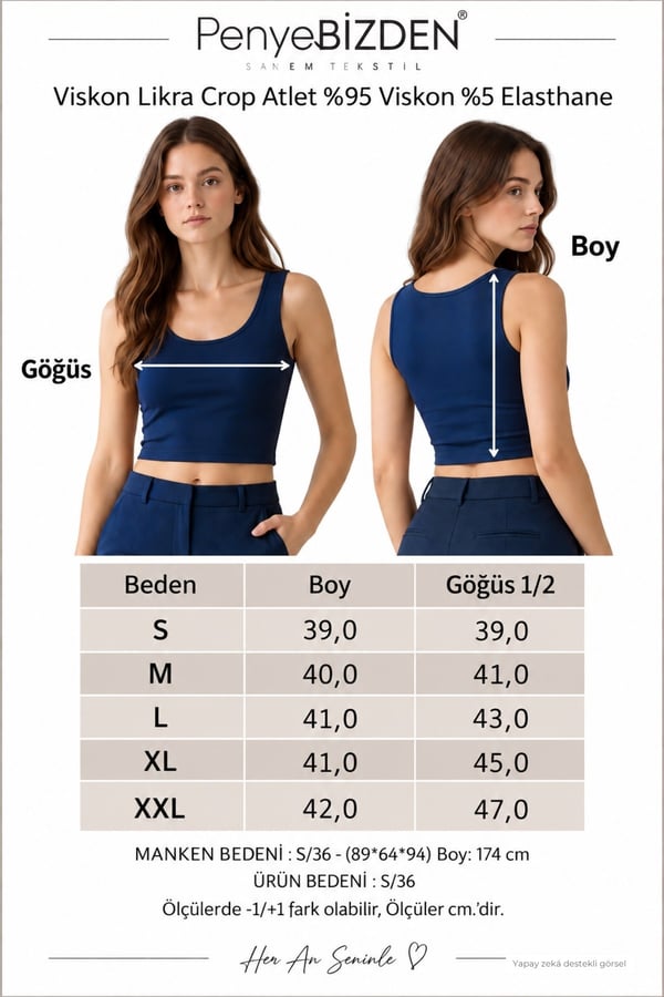 	Crop Askılı Atlet-Lacivert