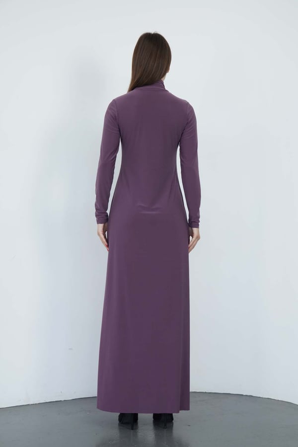 Dora Kadın Maxi Boy Balıkçı Yaka Sandy Elbise-Gül Kurusu