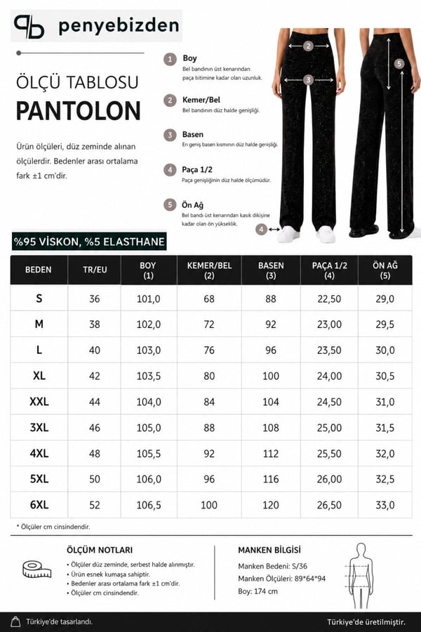  Extra Yumuşak Uzun Viskon Pantolon Home&Outdoor-Simli Siyah