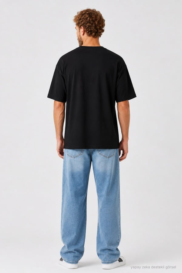 Erkek Oversize Tişört-Siyah