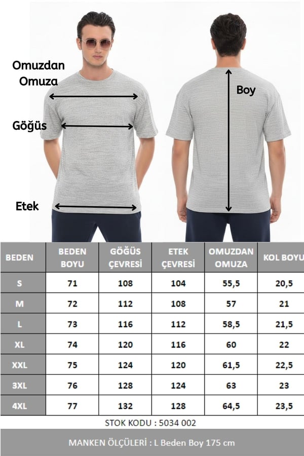 Erkek Oversize Tişört-Gri Melanj