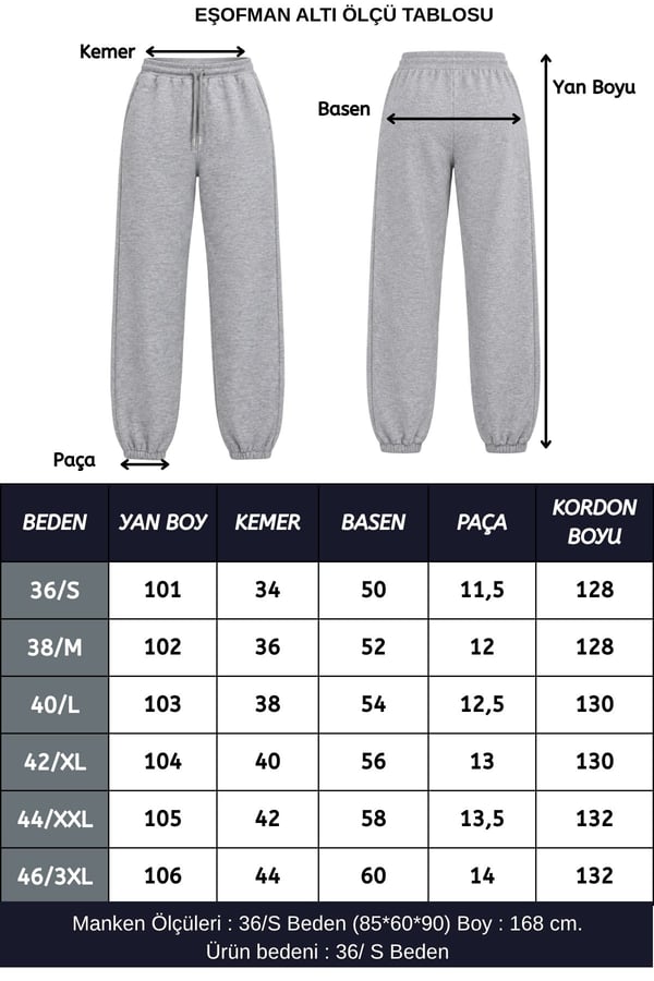 Kadın Günlük Stil Paçası Lastikli Regular Fit Eşofman Altı-Gri