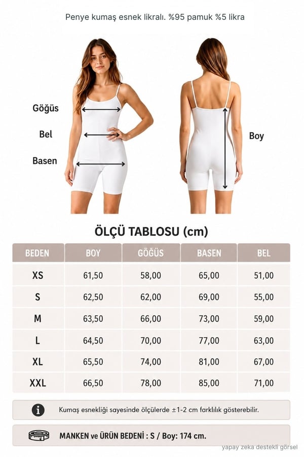 Kadın Body İp Askılı Şort Tulum-Beyaz