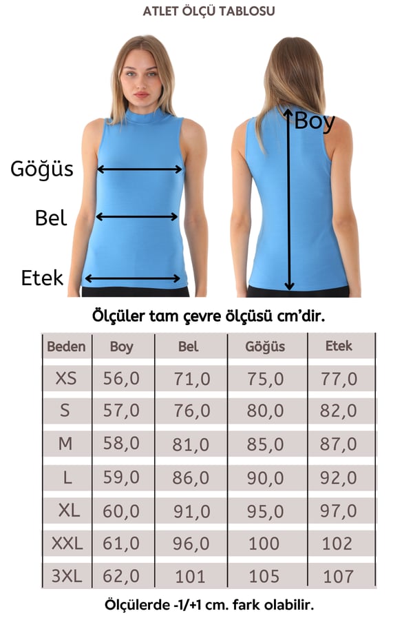 Kadın Viscon Kolsuz Tişört-Pasific Mavi