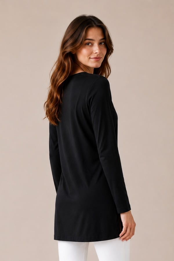Premium Viskon Uzun Tunik-Siyah