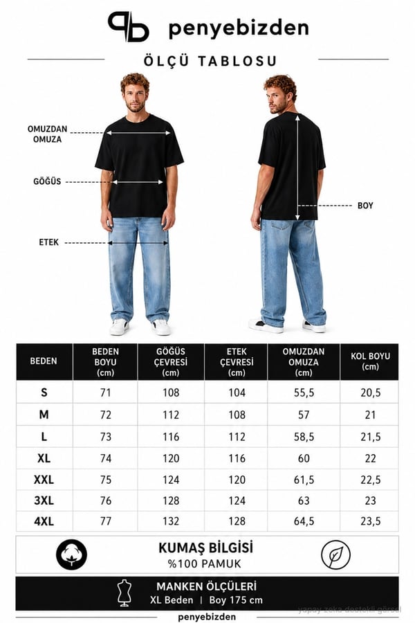 Erkek Oversize Tişört-Siyah