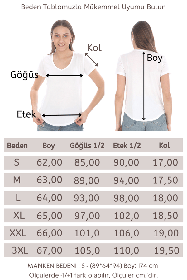 Kadın V Yaka Viscon Tişört-Beyaz