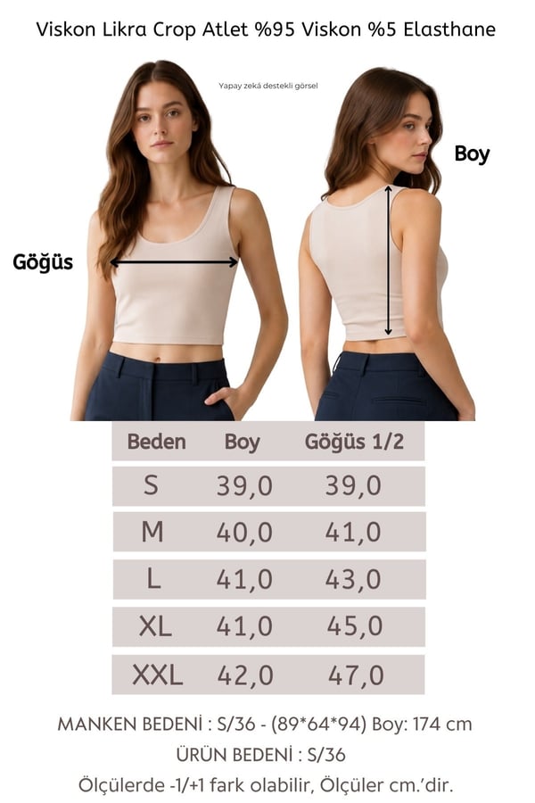 Crop Askılı Atlet-Ten Rengi