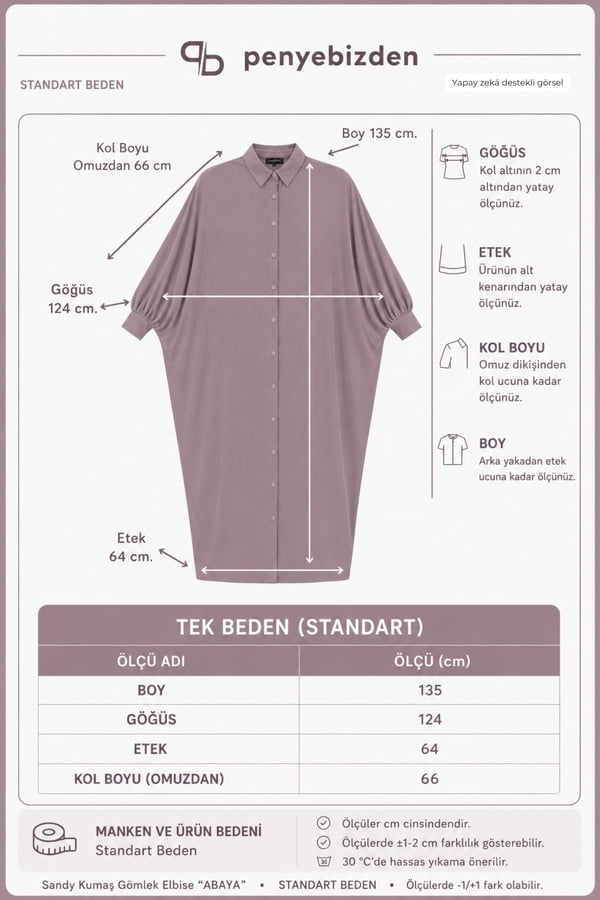 Kadın Sandy Tesettür Gömlek Elbise Abaya-Vizon