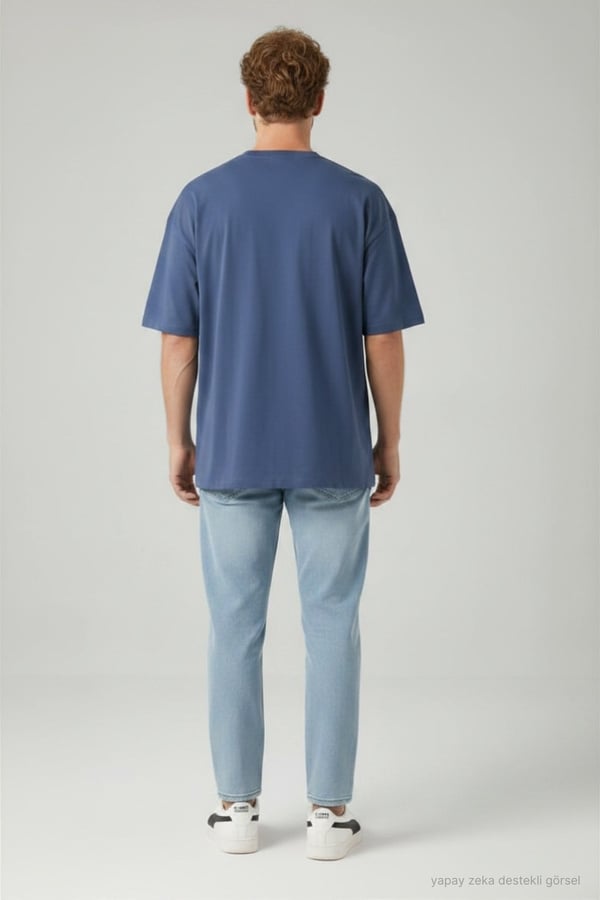 Erkek Oversize Tişört-Lacivert