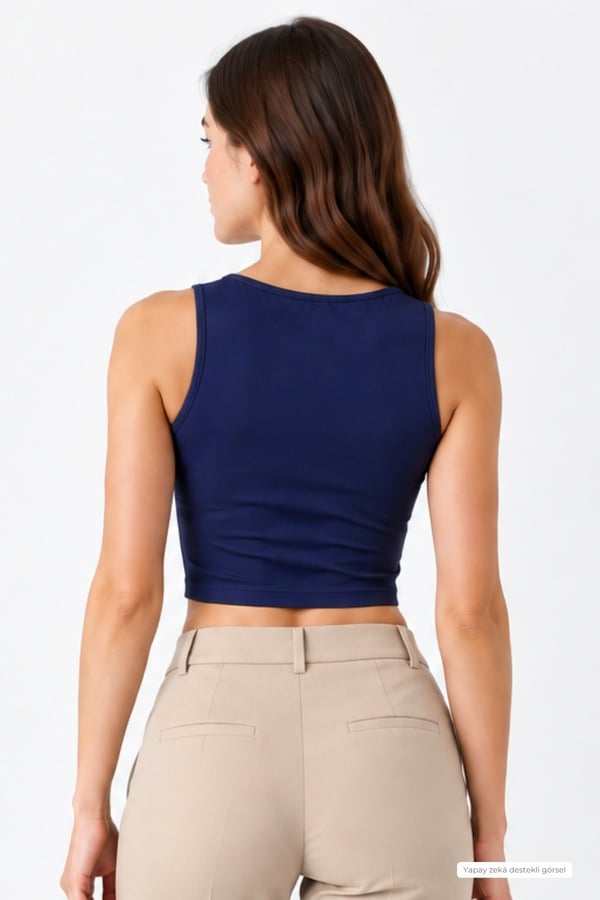 	Crop Askılı Atlet-Lacivert