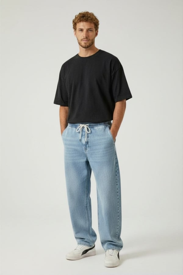 Erkek Oversize Tişört-Siyah