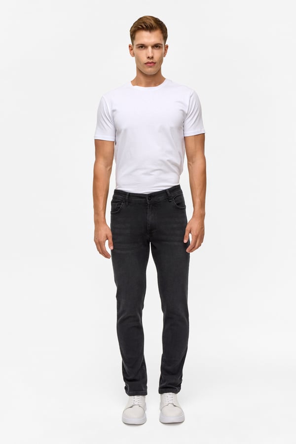 Gri Slim Denim Pantolon - 1 Alana 1 Bedava