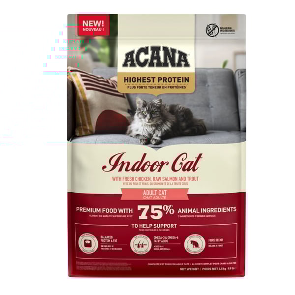 Acana Indoor Highest Protein Yüksek Proteinli Tavuk ve Balıklı Yetişkin Kedi Maması 4,5 kg