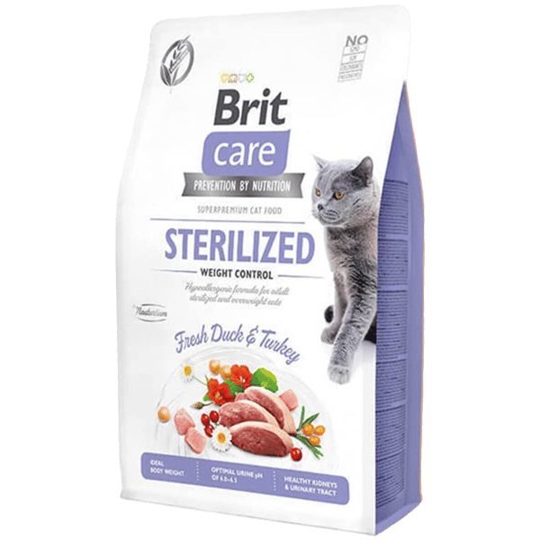Brit Care Hipoalerjenik Kilo Kontrolü için Ördekli Tahılsız Kısırlaştırılmış Kedi Maması 2kg