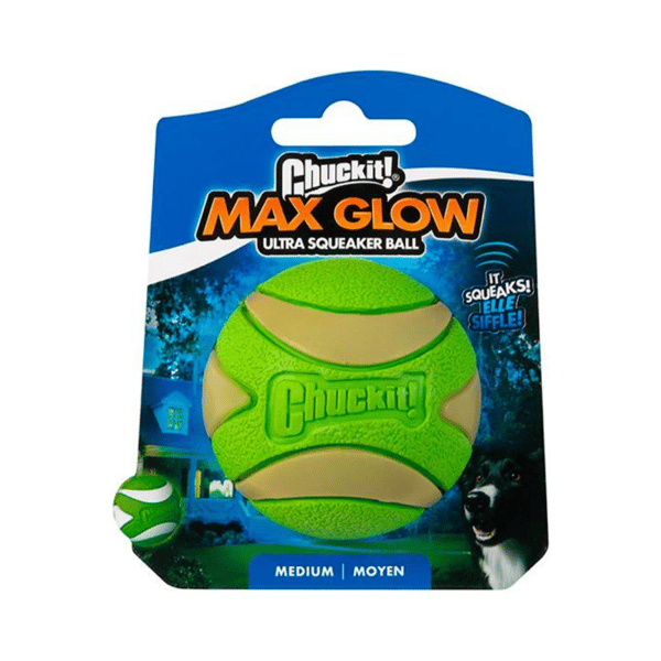Chuckit Max Glow Ultra Squeaker Gece Parlayan Sesli Köpek Oyun Topu (Orta Boy)