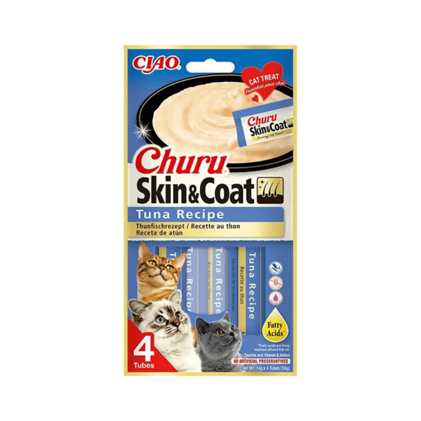 Ciao Churu Cream Cilt ve Tüy Sağlığı Destekleyici Ton Balıklı Sıvı Kedi Ödül Maması 4x14gr